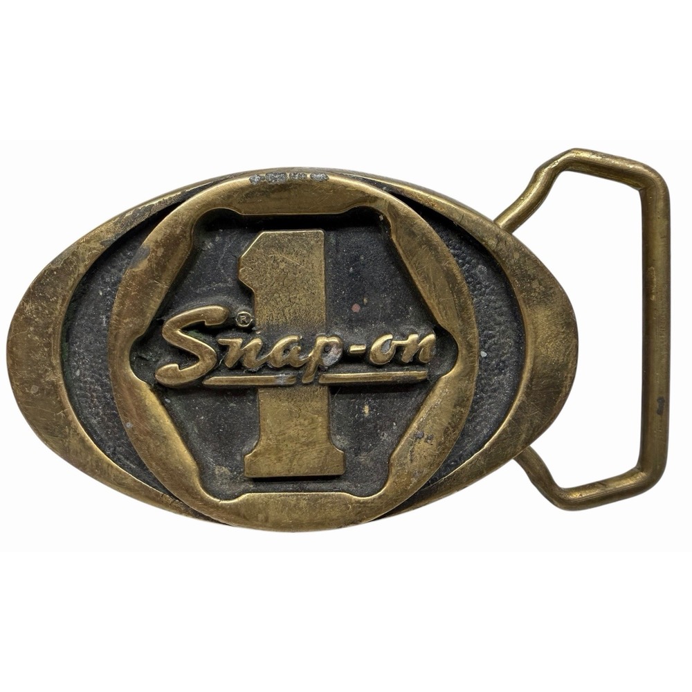 Vintage‎ Snap-on #1 Solid Brass Belt Buckle SPP-455 BTS Snap-on Tools